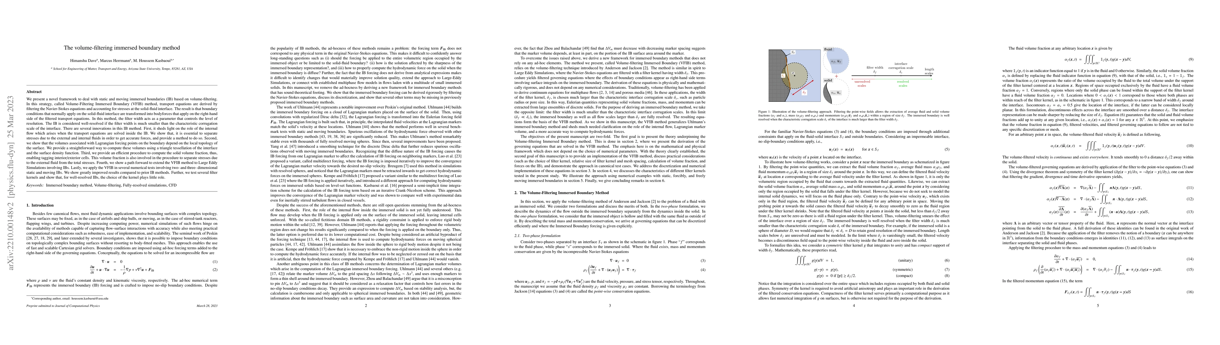 Thumbnail for The volume-filtering immersed boundary method