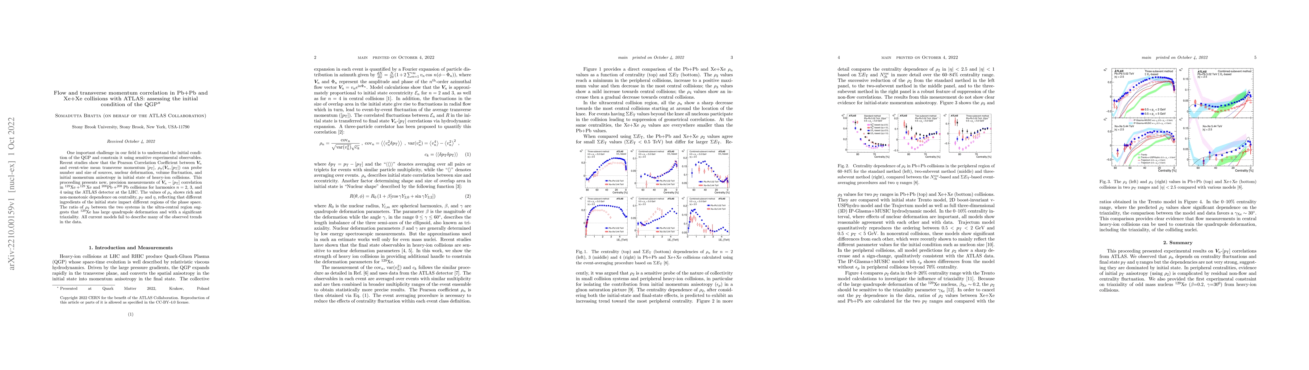 Thumbnail for Flow and transverse momentum correlation in Pb+Pb and Xe+Xe collisions
  with ATLAS: assessing the initial condition of the QGP