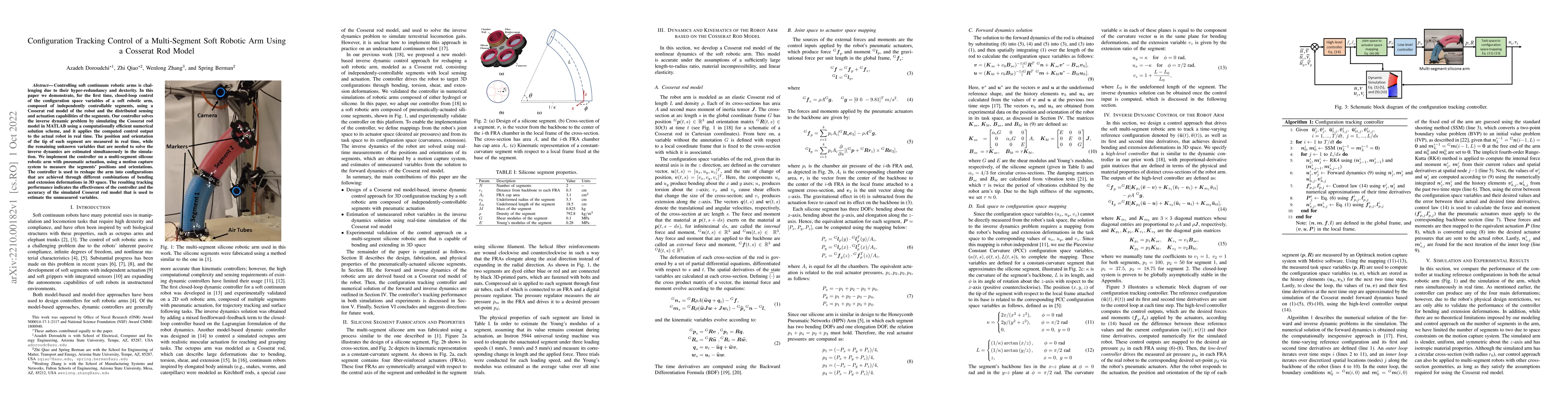 Thumbnail for Configuration Tracking Control of a Multi-Segment Soft Robotic Arm Using
  a Cosserat Rod Model