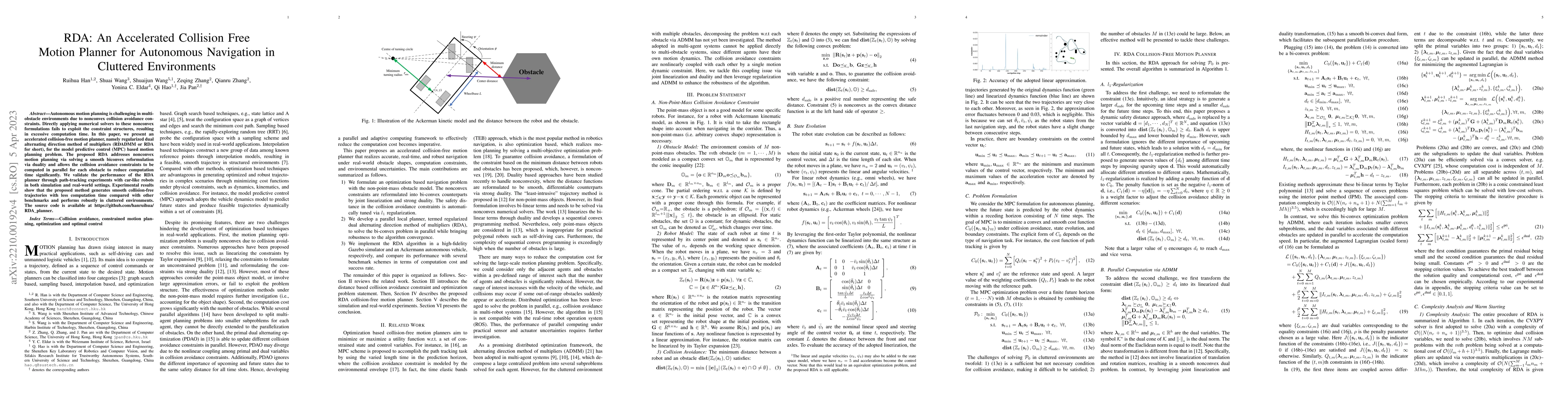 Thumbnail for RDA: An Accelerated Collision Free Motion Planner for Autonomous
  Navigation in Cluttered Environments