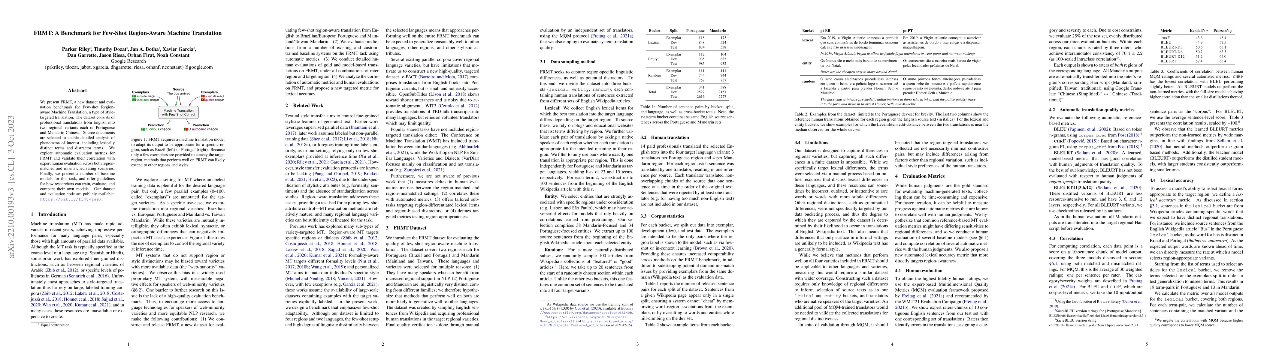 Thumbnail for FRMT: A Benchmark for Few-Shot Region-Aware Machine Translation