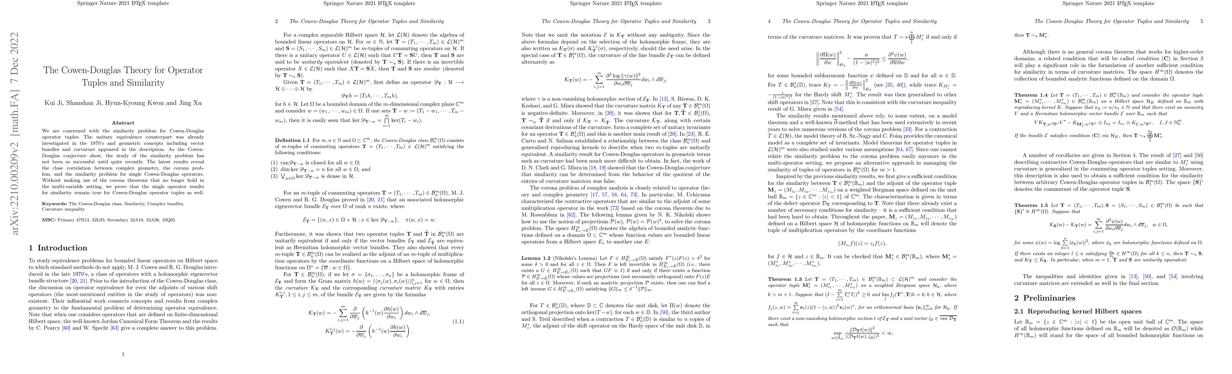 Thumbnail for The Cowen-Douglas Theory for Operator Tuples and Similarity