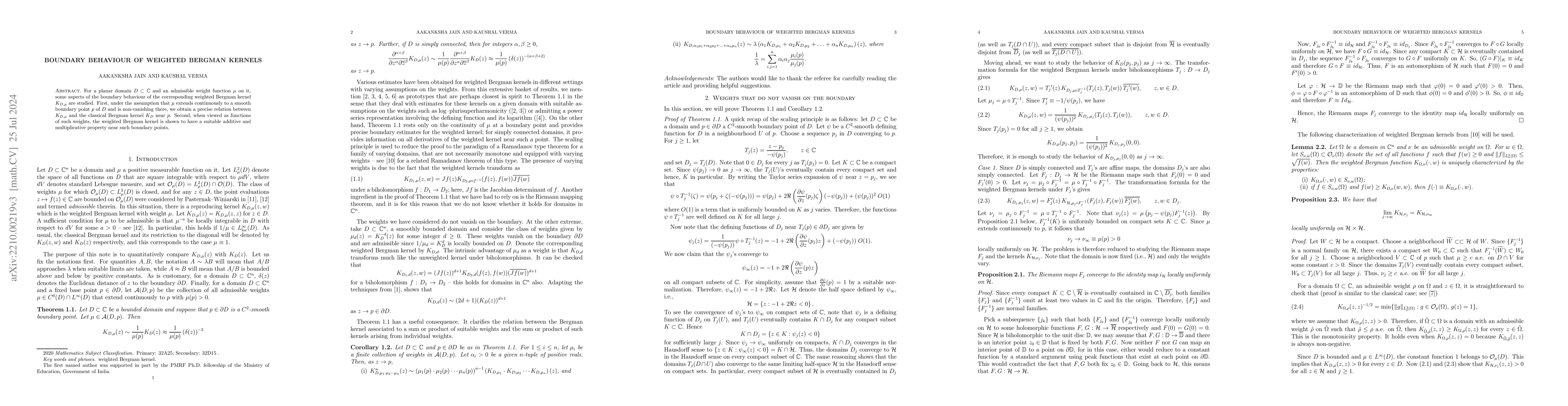 Thumbnail for Weighted Bergman Kernels on Planar Domains