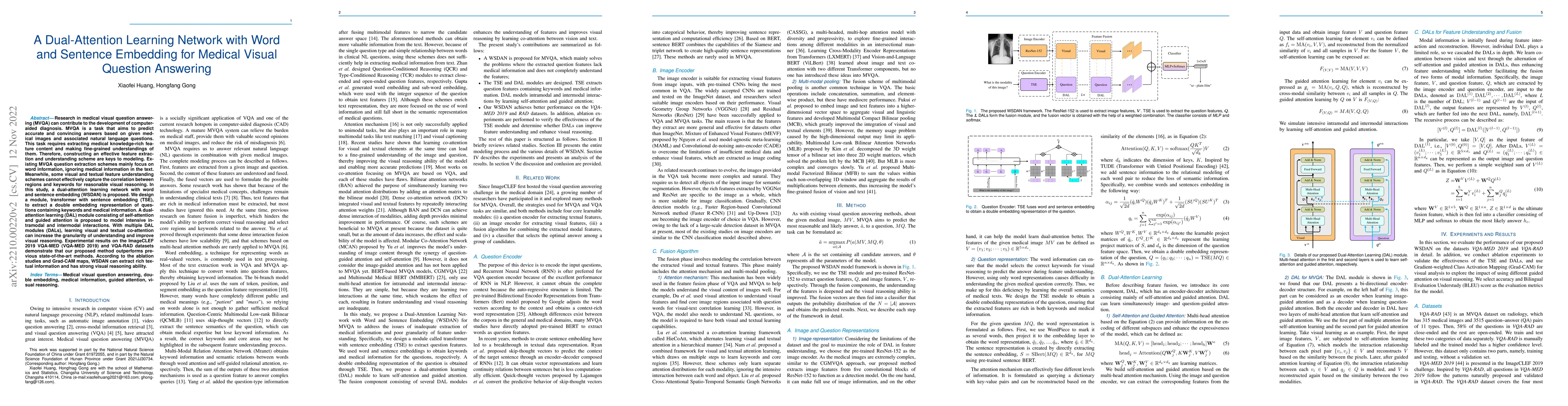Thumbnail for A Dual-Attention Learning Network with Word and Sentence Embedding for
  Medical Visual Question Answering