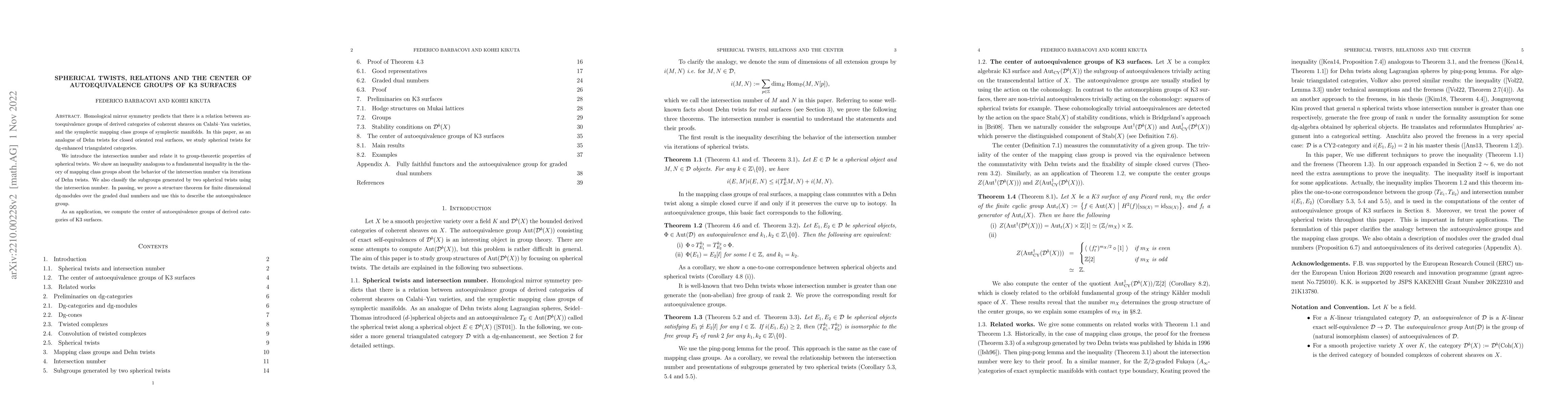 Thumbnail for Spherical twists, relations and the center of autoequivalence groups of
  K3 surfaces