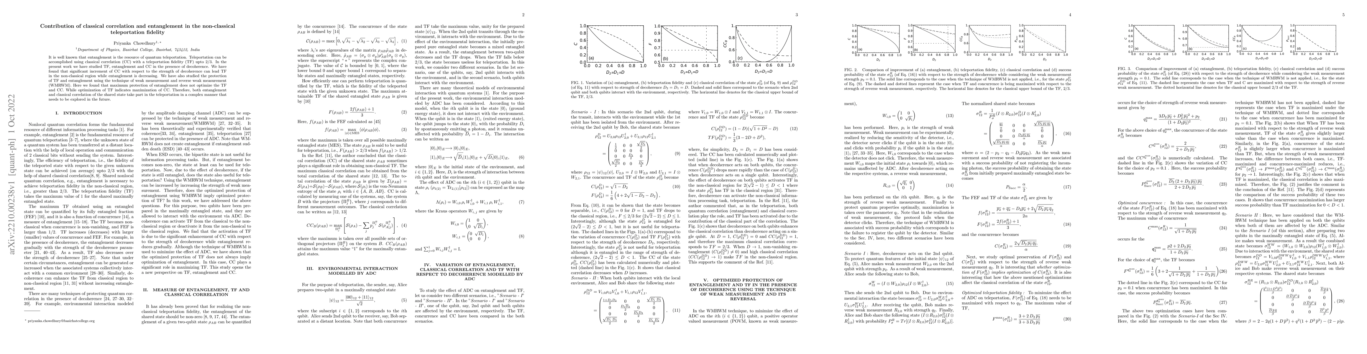 Thumbnail for Contribution of classical correlation and entanglement in the
  non-classical teleportation fidelity