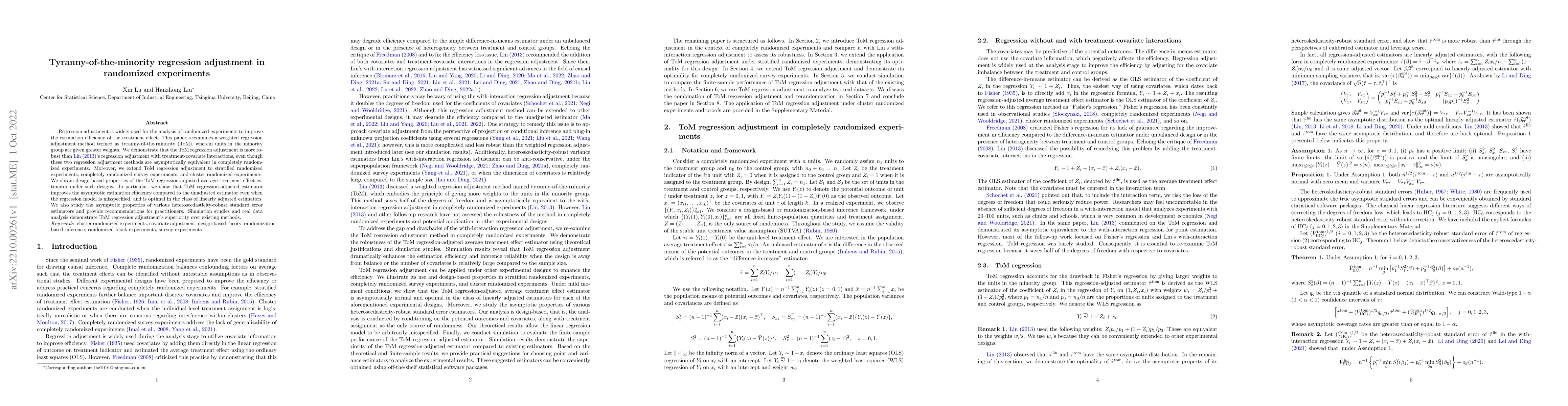 Thumbnail for Tyranny-of-the-minority regression adjustment in randomized experiments