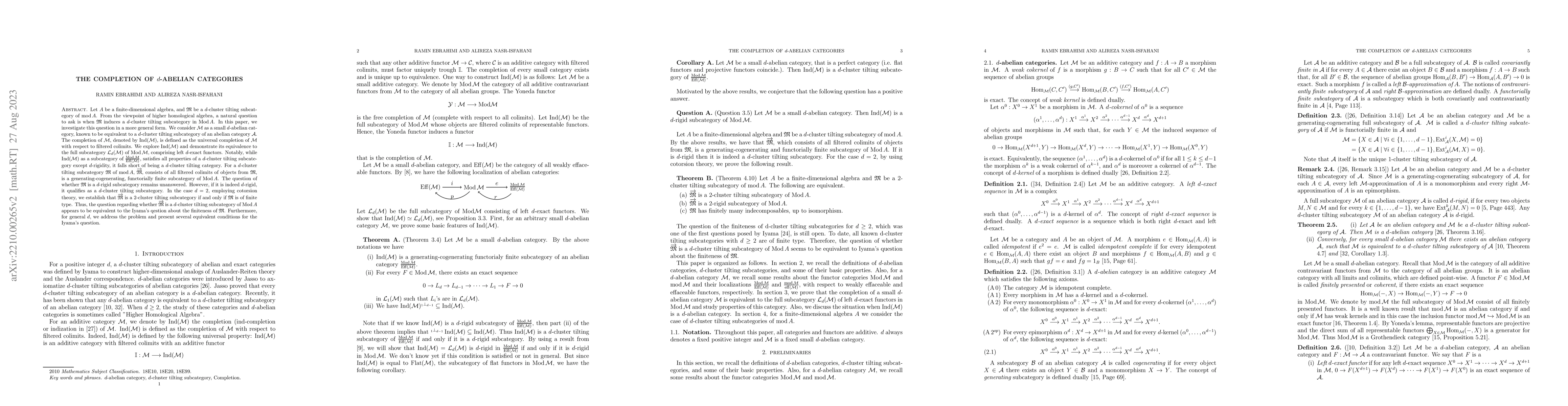 Thumbnail for The completion of $d$-abelian categories