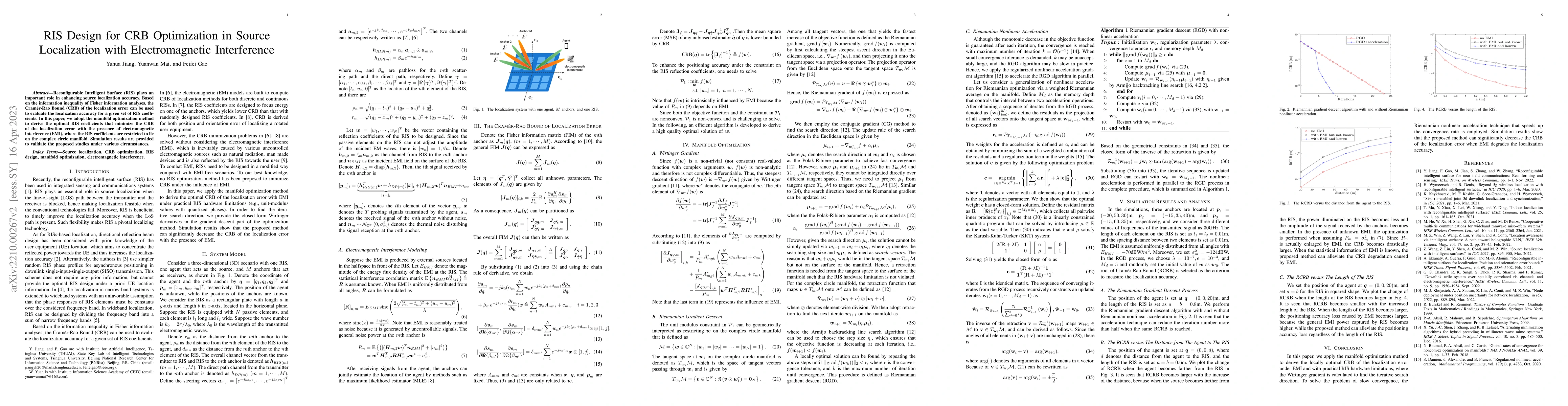 Thumbnail for RIS Design for CRB Optimization in Source Localization with
  Electromagnetic Interference