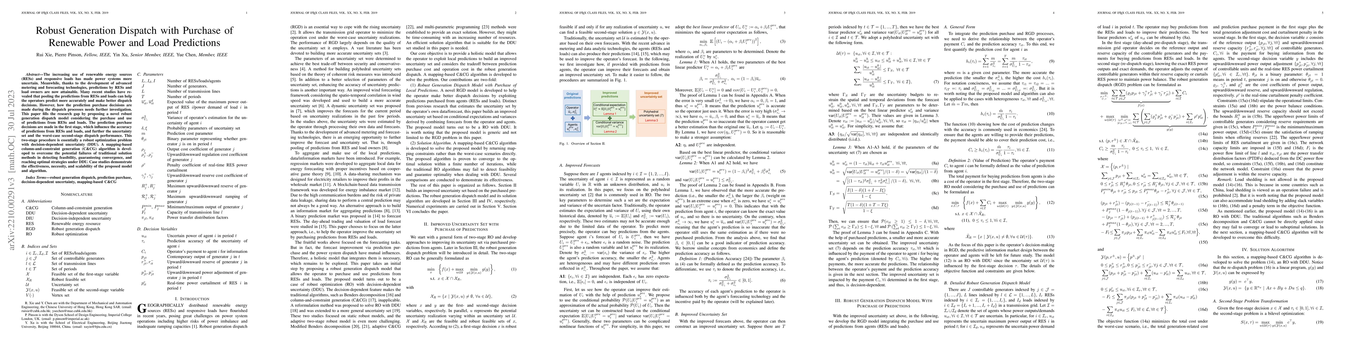 Thumbnail for Robust Generation Dispatch with Purchase of Renewable Power and Load
  Predictions