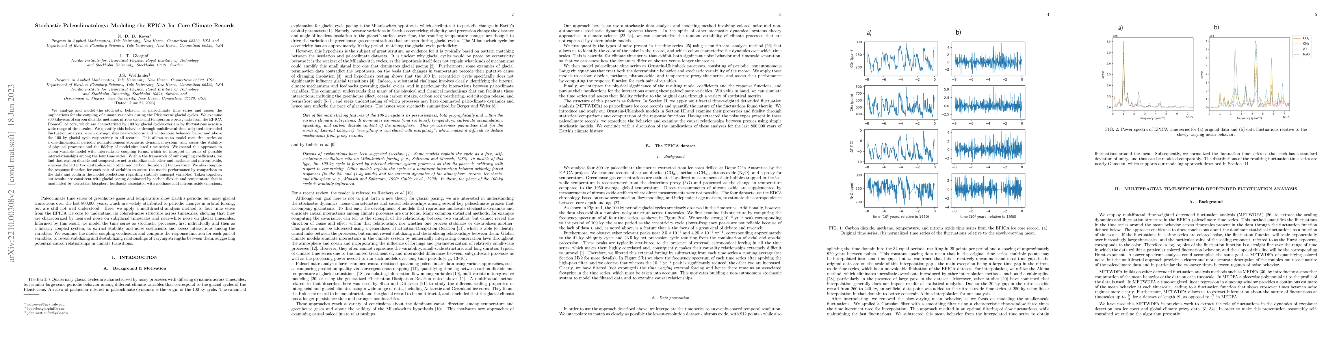 Thumbnail for Stochastic Paleoclimatology: Modeling the EPICA Ice Core Climate Records