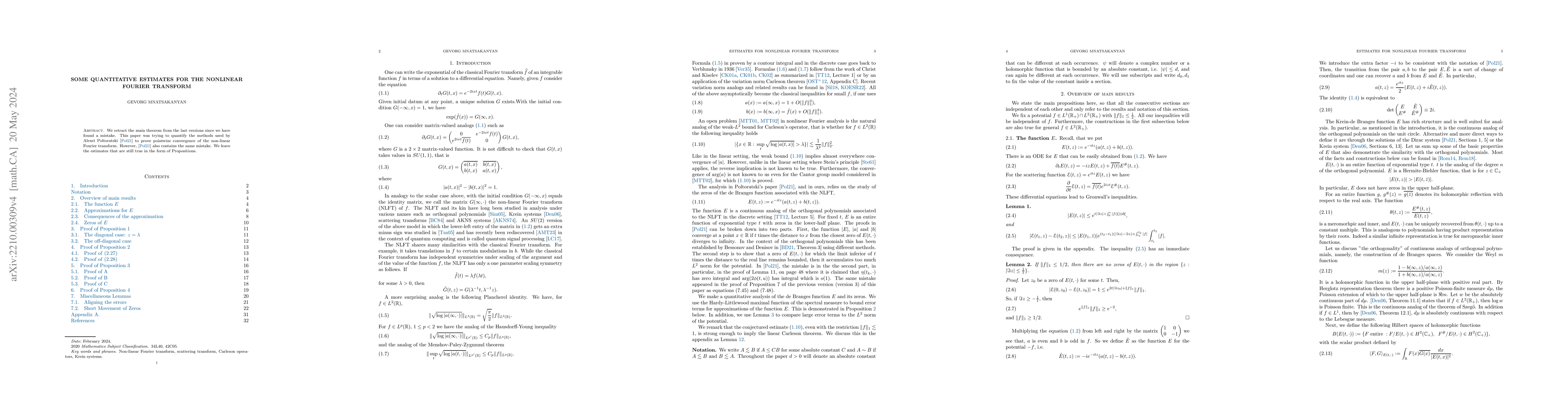 Thumbnail for Some quantitative estimates for the nonlinear Fourier Transform