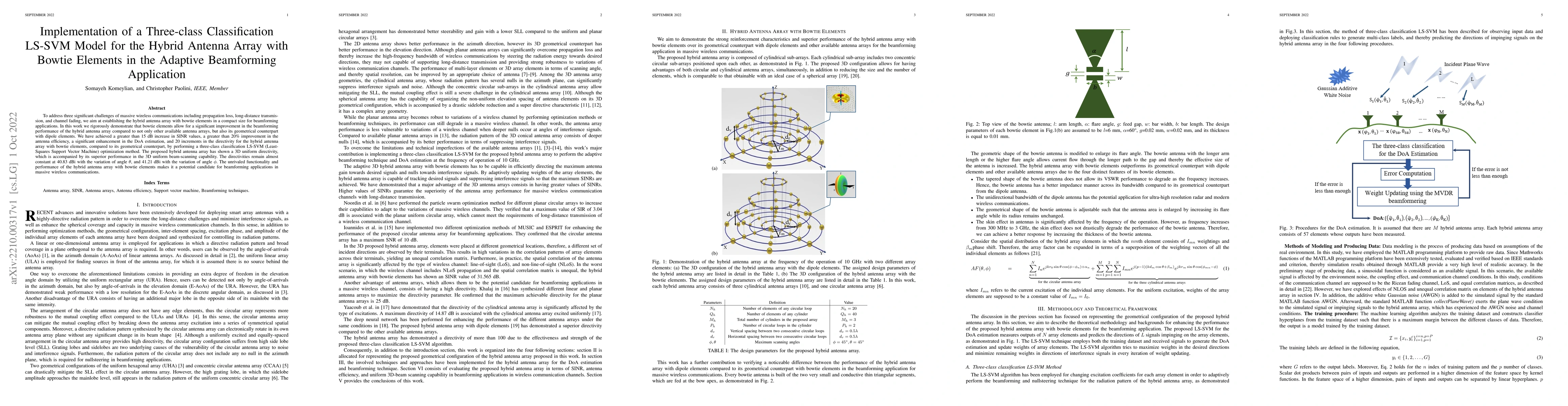 Thumbnail for Implementation of a Three-class Classification LS-SVM Model for the
  Hybrid Antenna Array with Bowtie Elements in the Adaptive Beamforming
  Application