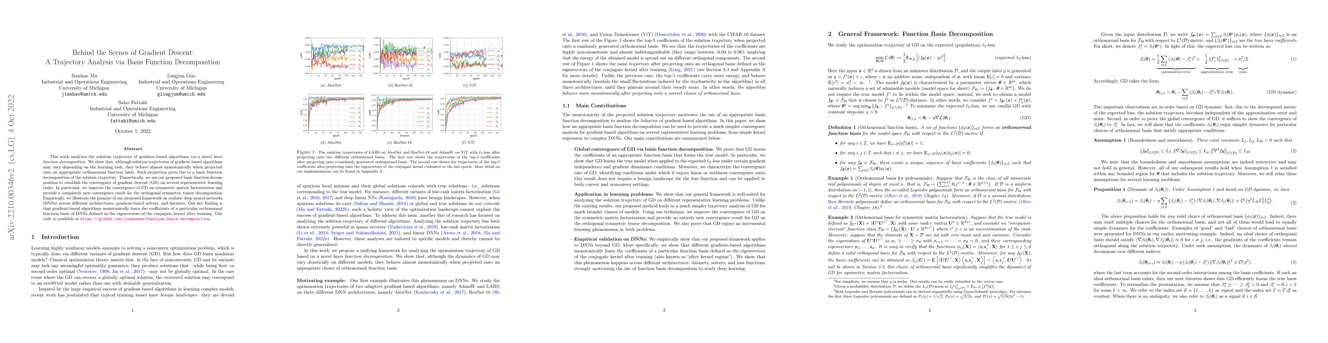 Thumbnail for Behind the Scenes of Gradient Descent: A Trajectory Analysis via Basis
  Function Decomposition