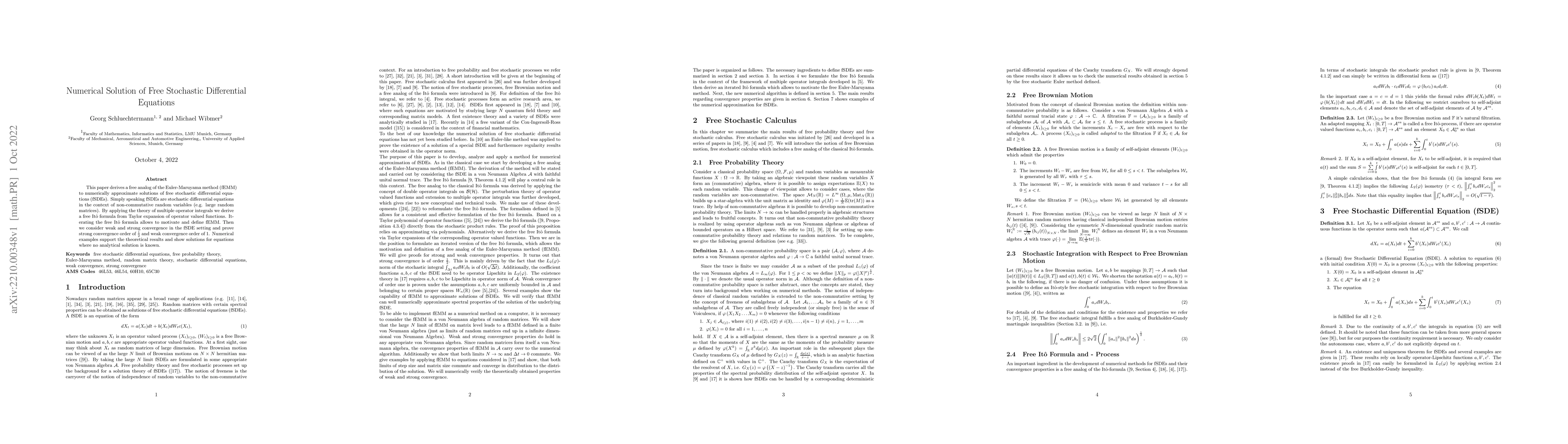 Thumbnail for Numerical Solution of Free Stochastic Differential Equations