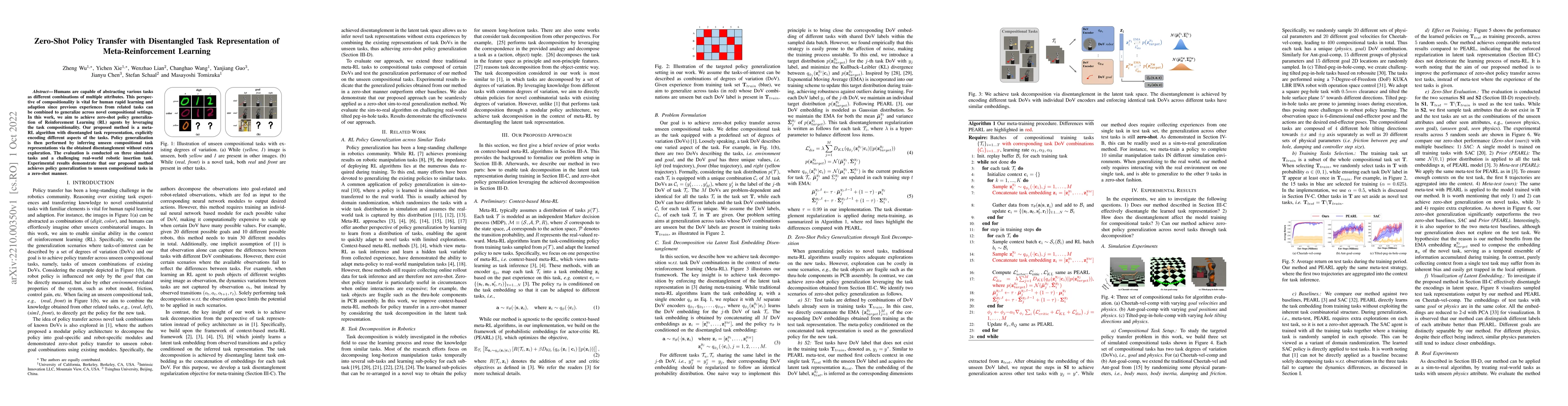 Thumbnail for Zero-Shot Policy Transfer with Disentangled Task Representation of
  Meta-Reinforcement Learning