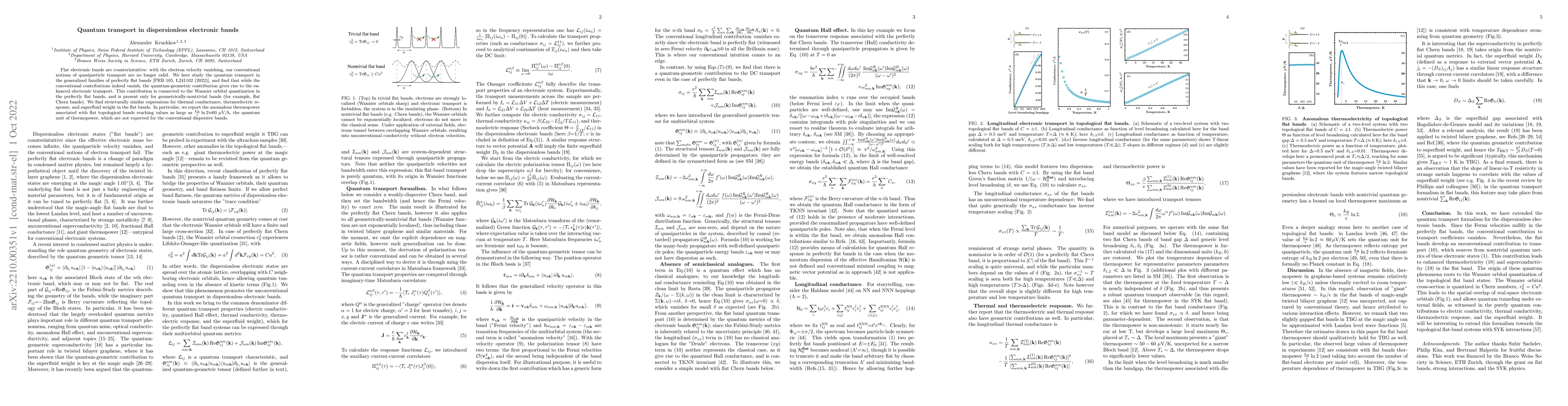 Thumbnail for Quantum transport in dispersionless electronic bands
