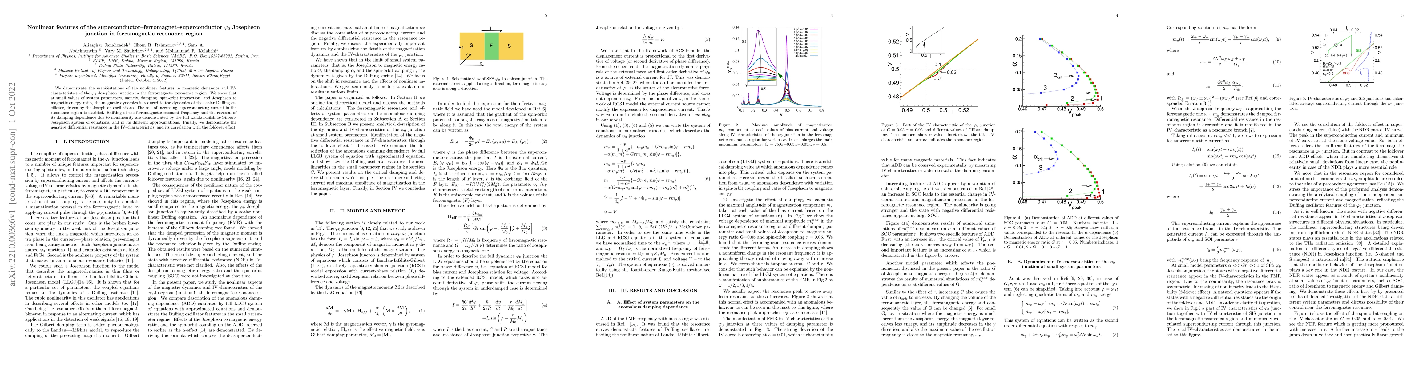 Thumbnail for Nonlinear features of the superconductor--ferromagnet--superconductor
  $\varphi_0$ Josephson junction in ferromagnetic resonance region