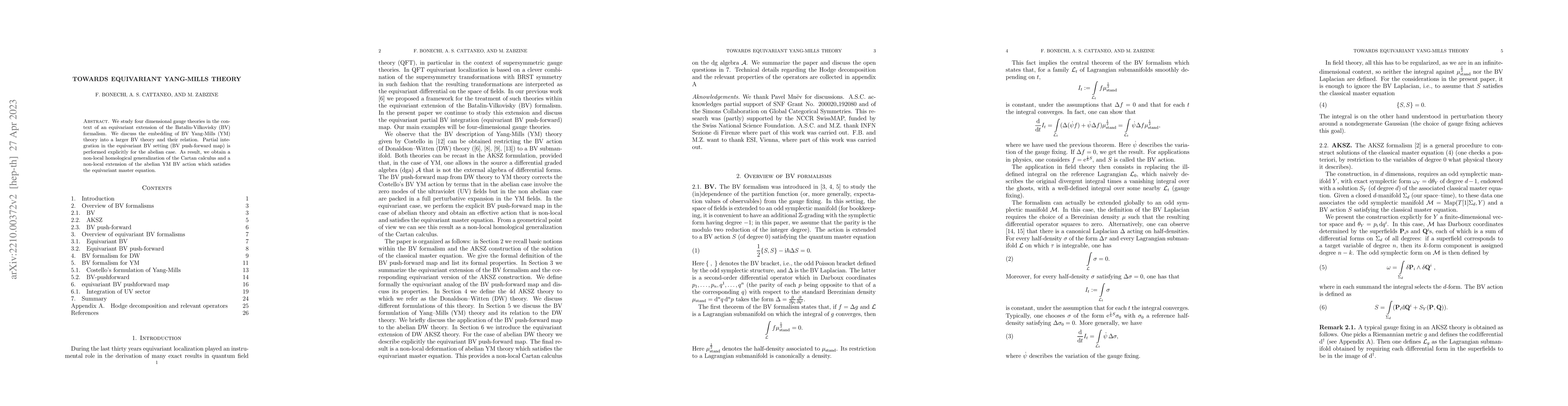 Thumbnail for Towards equivariant Yang-Mills theory