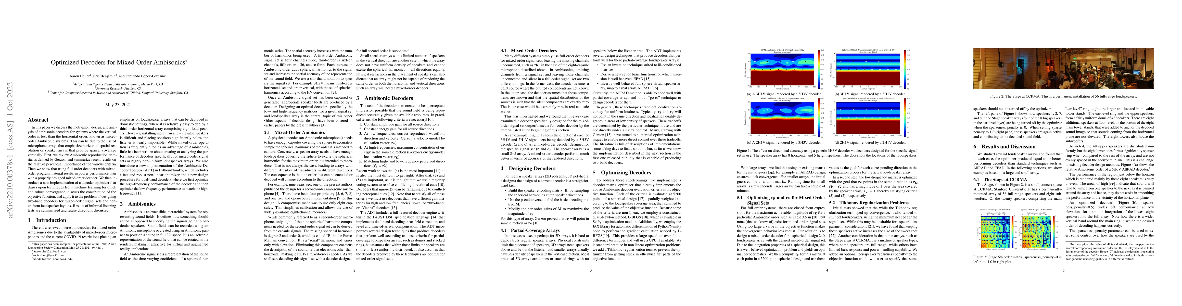 Thumbnail for Optimized Decoders for Mixed-Order Ambisonics