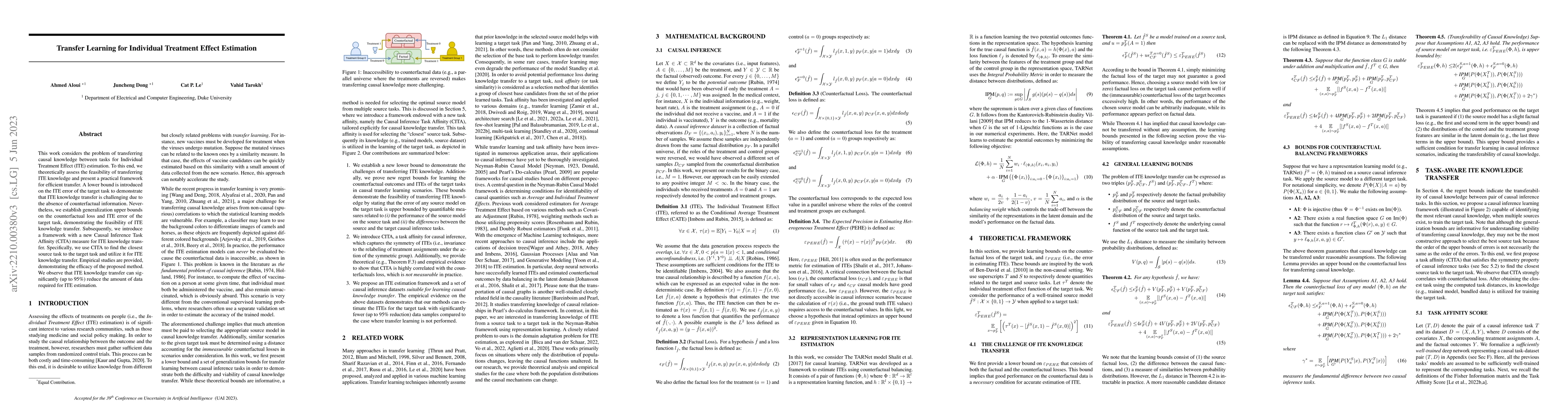 Thumbnail for Transfer Learning for Individual Treatment Effect Estimation