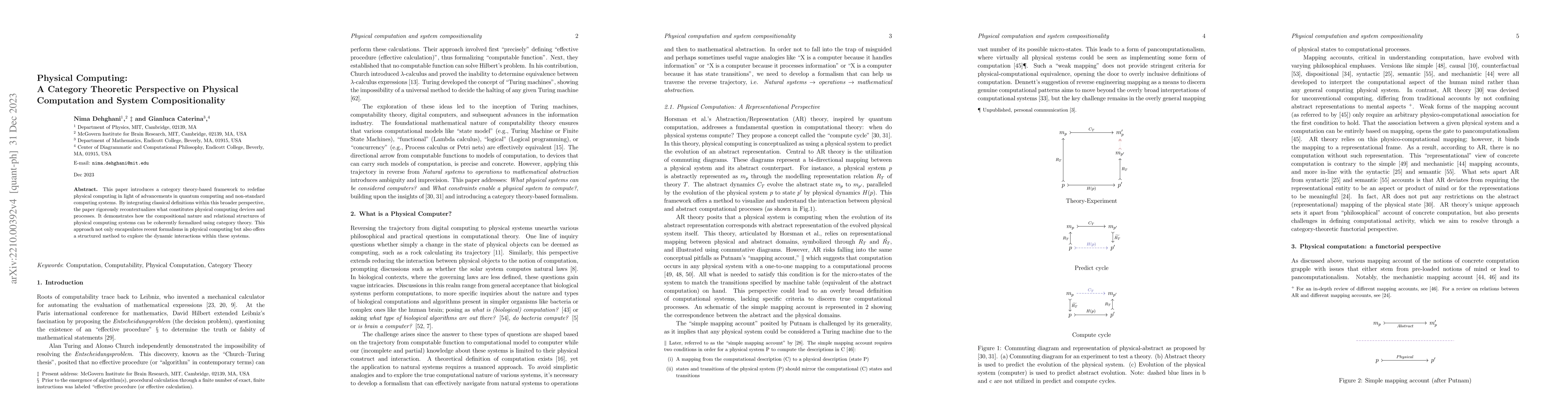 Thumbnail for Physical Computing: A Category Theoretic Perspective on Physical
  Computation and System Compositionality