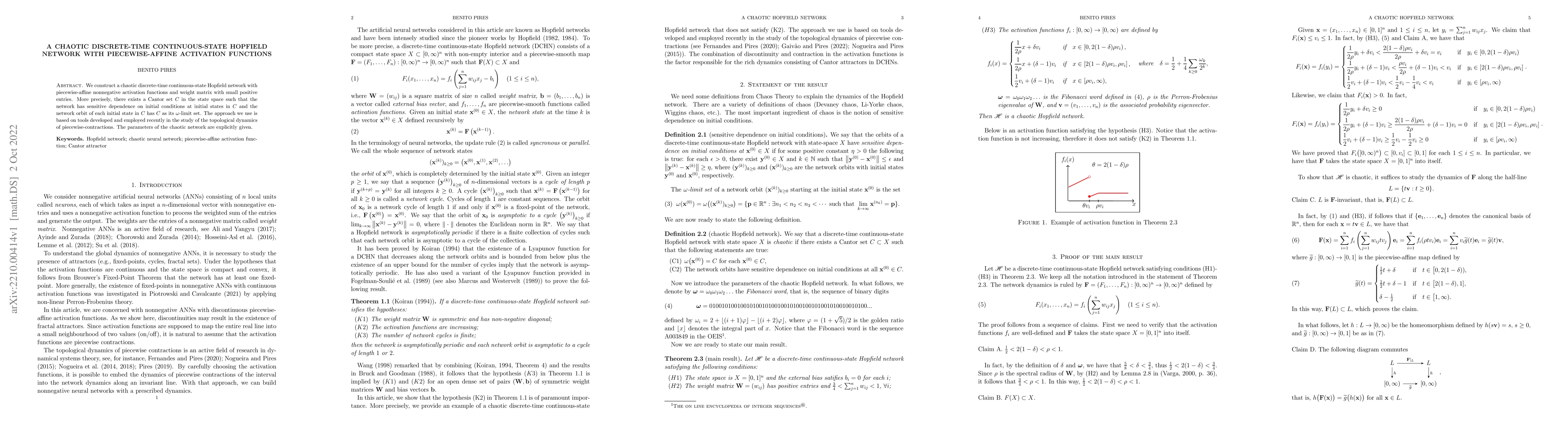 Thumbnail for A chaotic discrete-time continuous-state Hopfield network with
  piecewise-affine activation functions