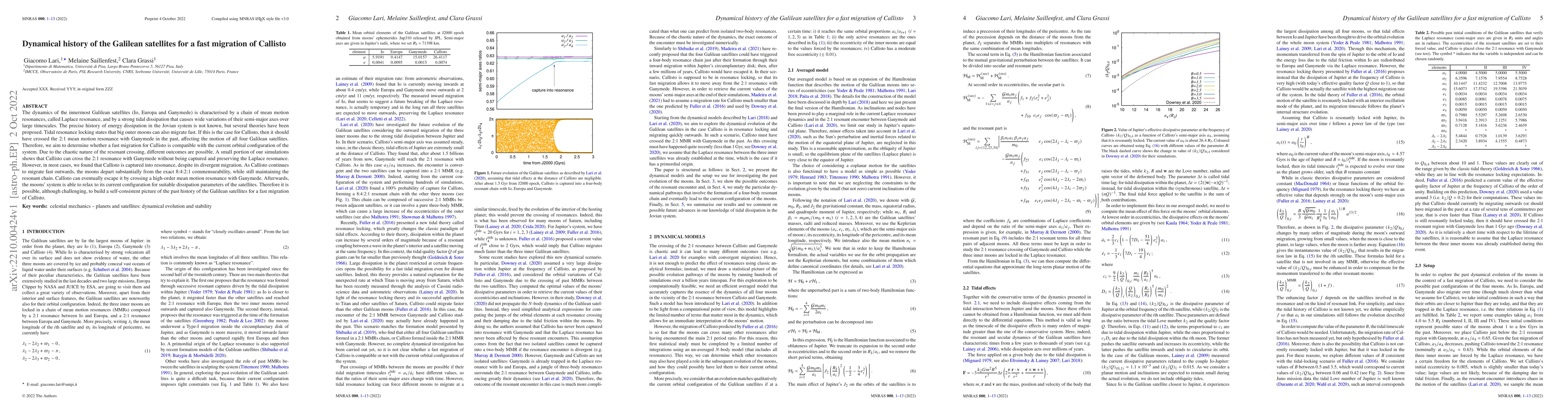 Thumbnail for Dynamical history of the Galilean satellites for a fast migration of
  Callisto