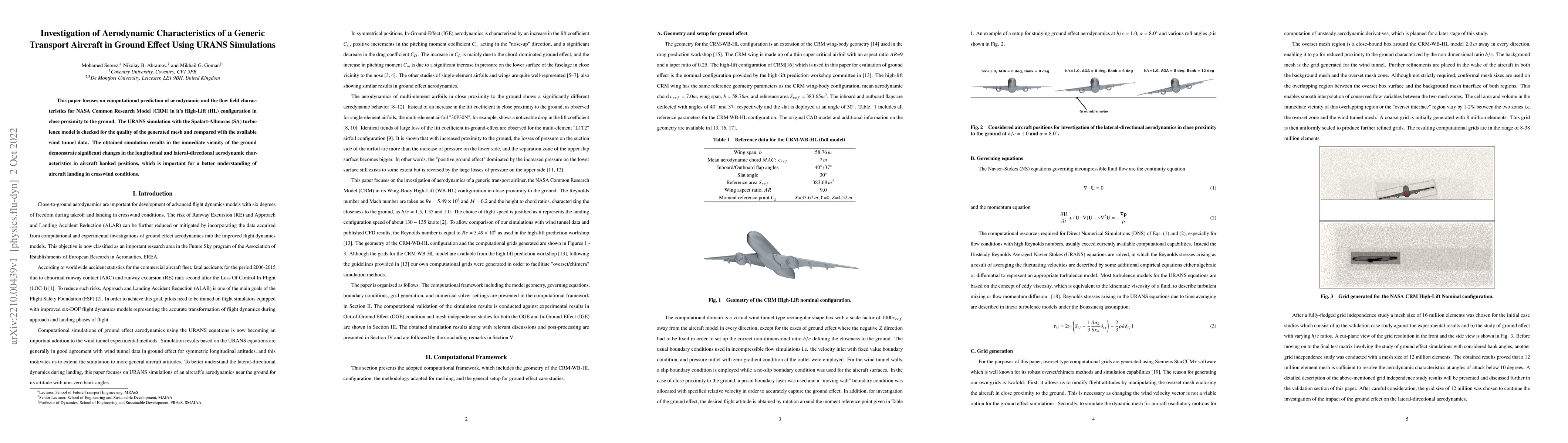 Thumbnail for Investigation of Aerodynamic Characteristics of a Generic Transport
  Aircraft in Ground Effect Using URANS Simulations