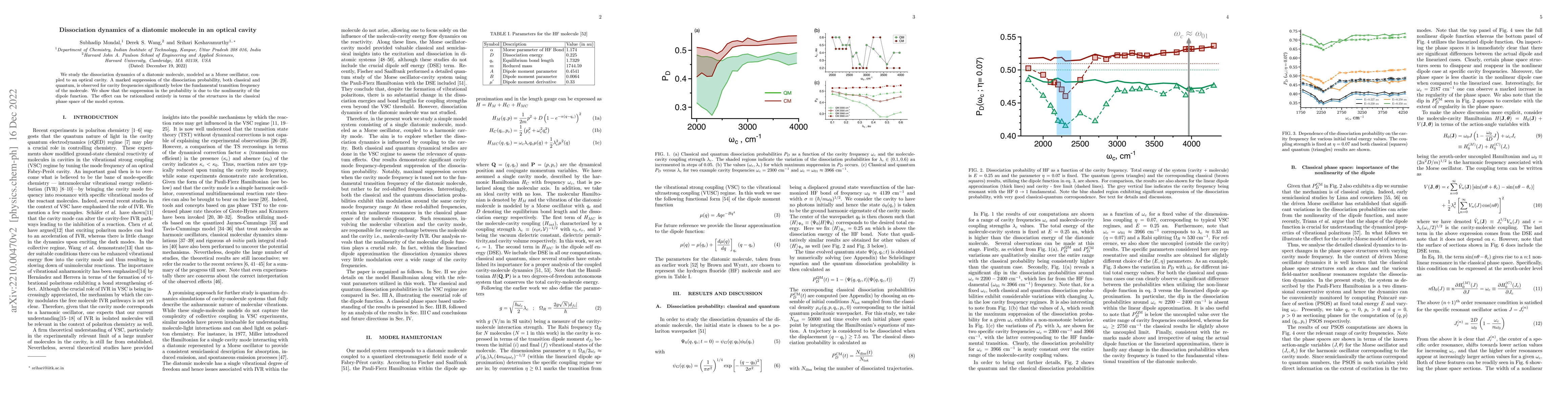 Thumbnail for Dissociation dynamics of a diatomic molecule in an optical cavity