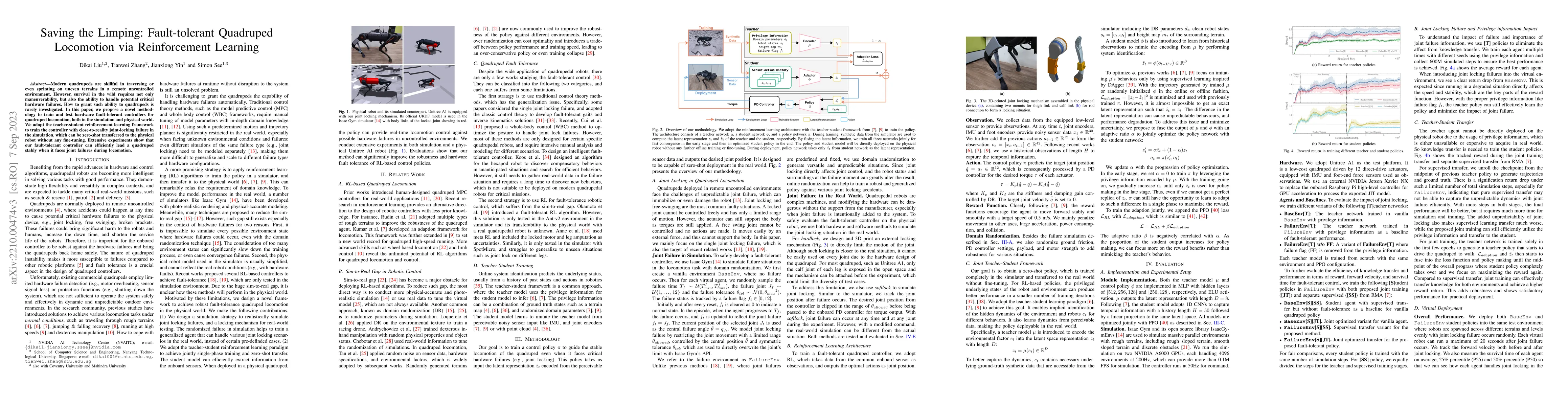 Thumbnail for Saving the Limping: Fault-tolerant Quadruped Locomotion via
  Reinforcement Learning