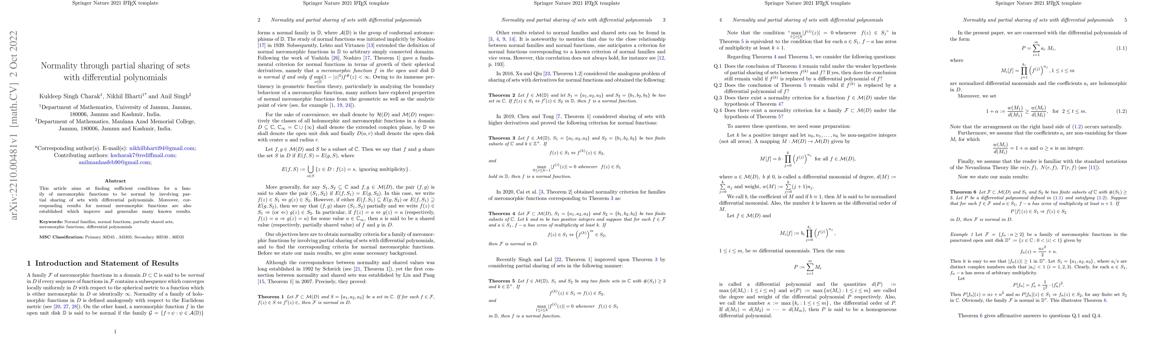 Thumbnail for Normality through partial sharing of sets with differential polynomials