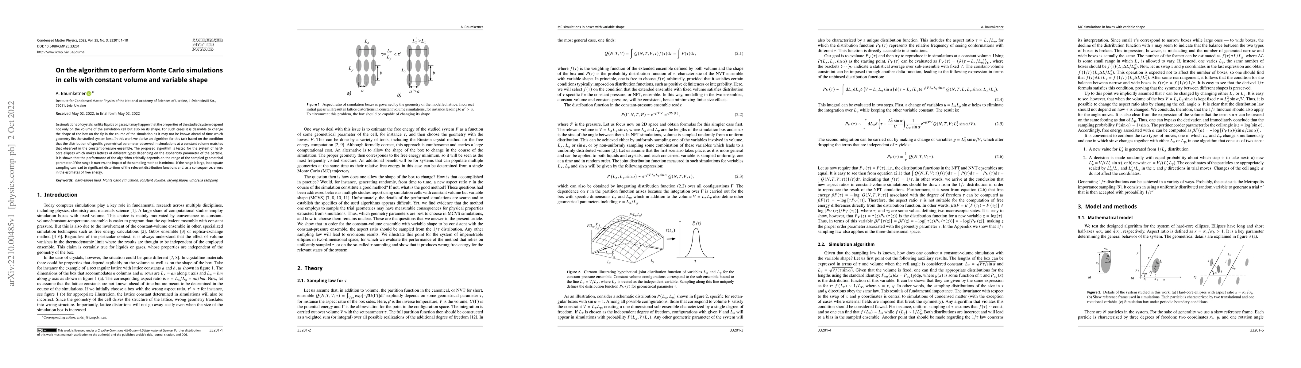 Thumbnail for On the algorithm to perform Monte Carlo simulations in cells with
  constant volume and variable shape
