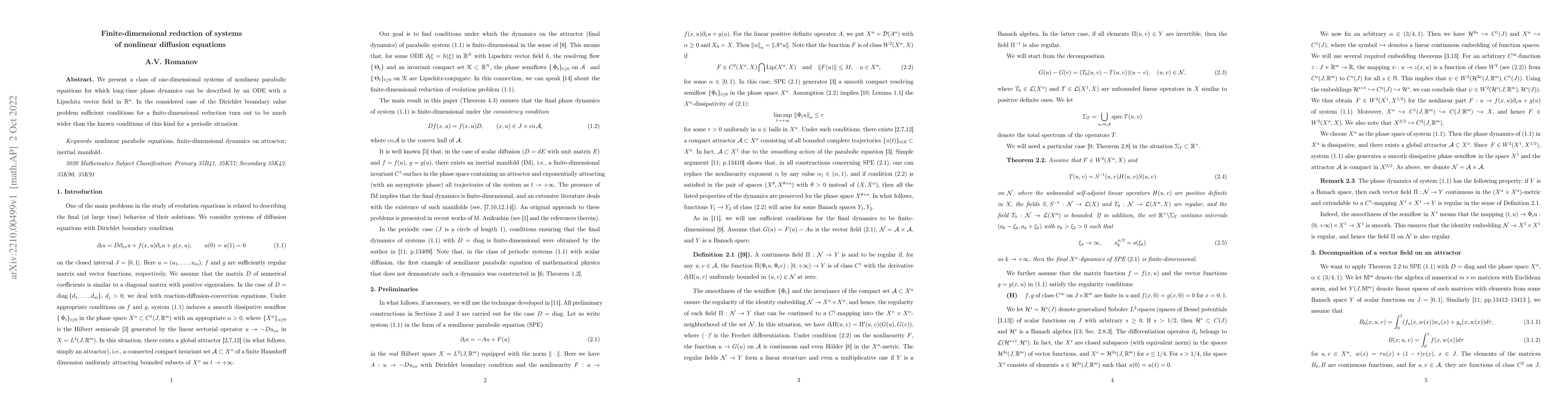 Thumbnail for Finite-dimensional reduction of systems of nonlinear diffusion equations