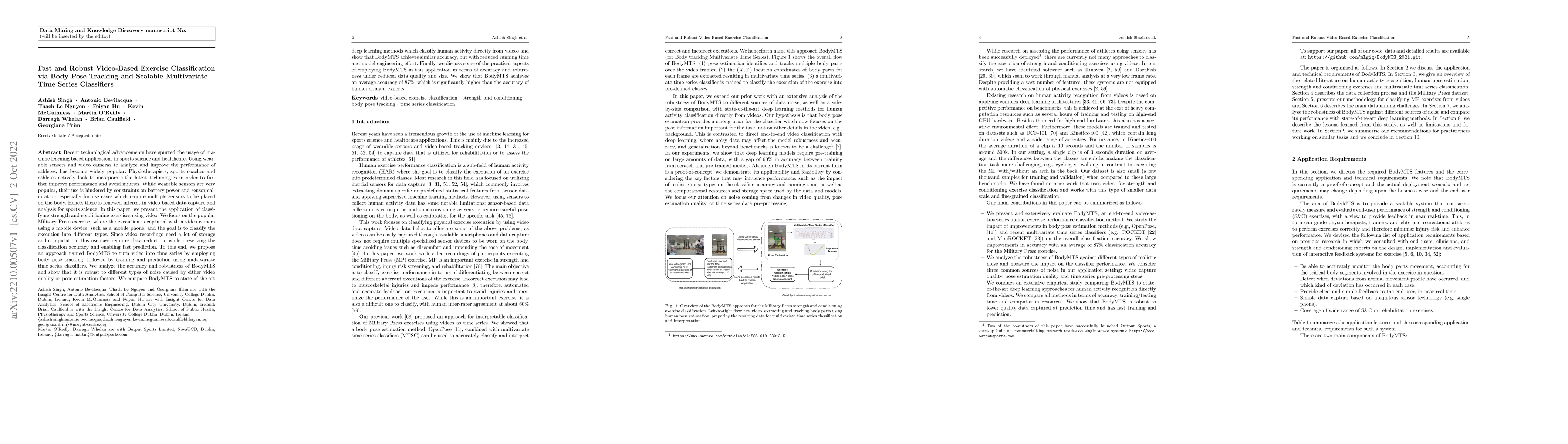 Thumbnail for Fast and Robust Video-Based Exercise Classification via Body Pose
  Tracking and Scalable Multivariate Time Series Classifiers