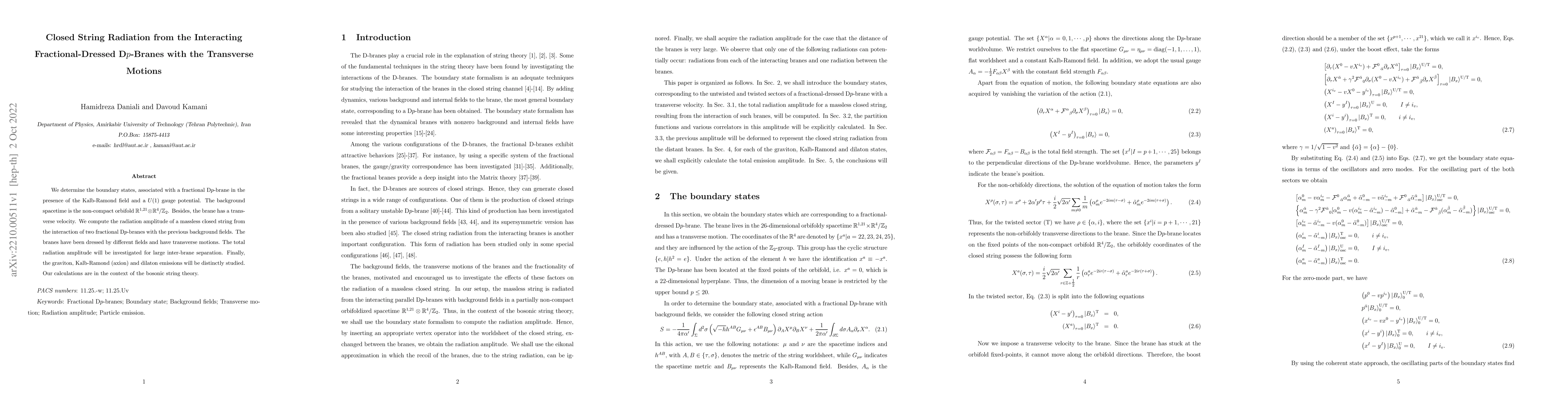 Thumbnail for Closed String Radiation from the Interacting Fractional-Dressed
  D$p$-Branes with the Transverse Motions