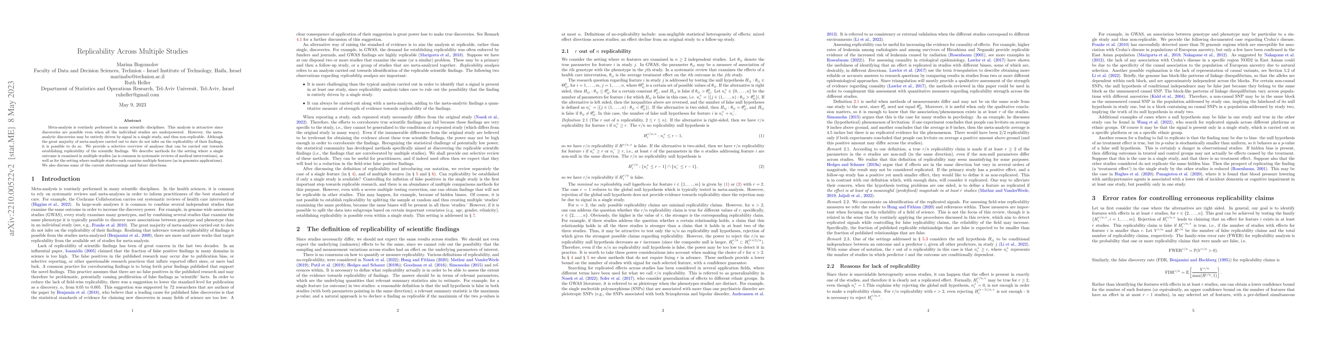 Thumbnail for Replicability Across Multiple Studies