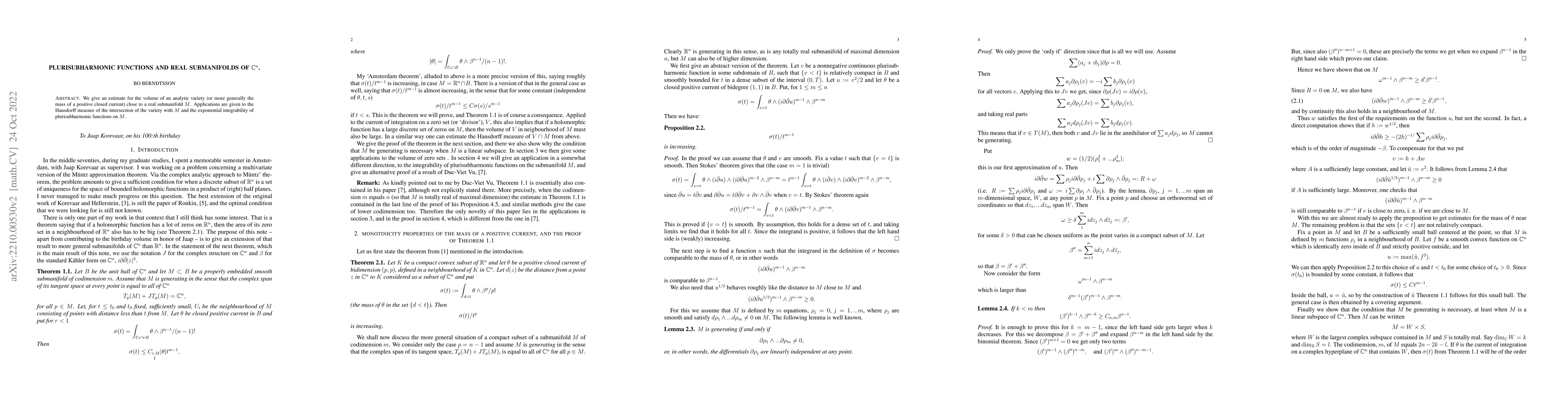 Thumbnail for Plurisubharmonic functions and real submanifolds of $\C^n$