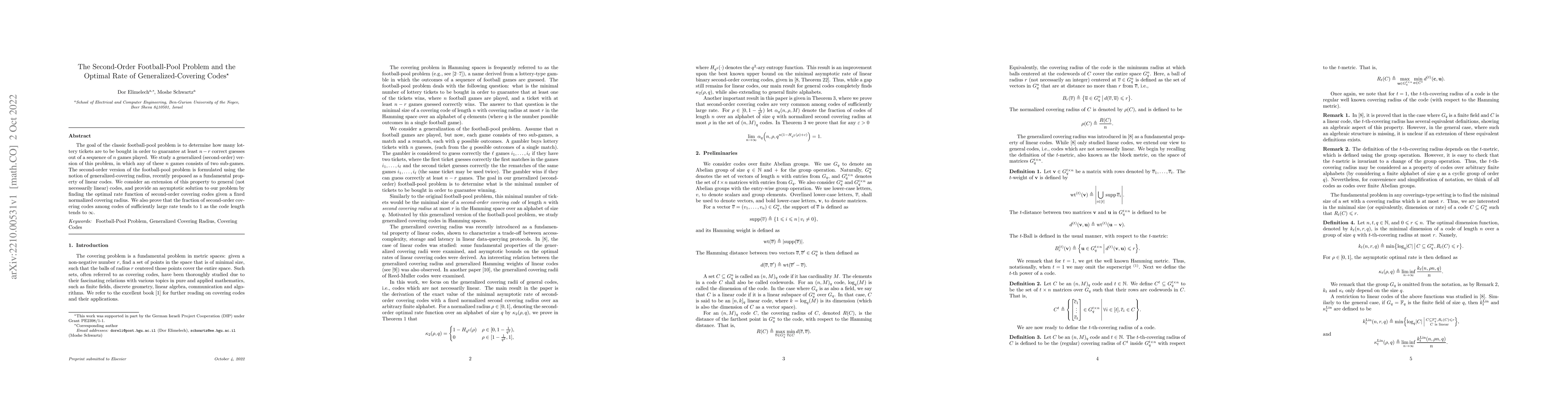 Thumbnail for The Second-Order Football-Pool Problem and the Optimal Rate of
  Generalized-Covering Codes
