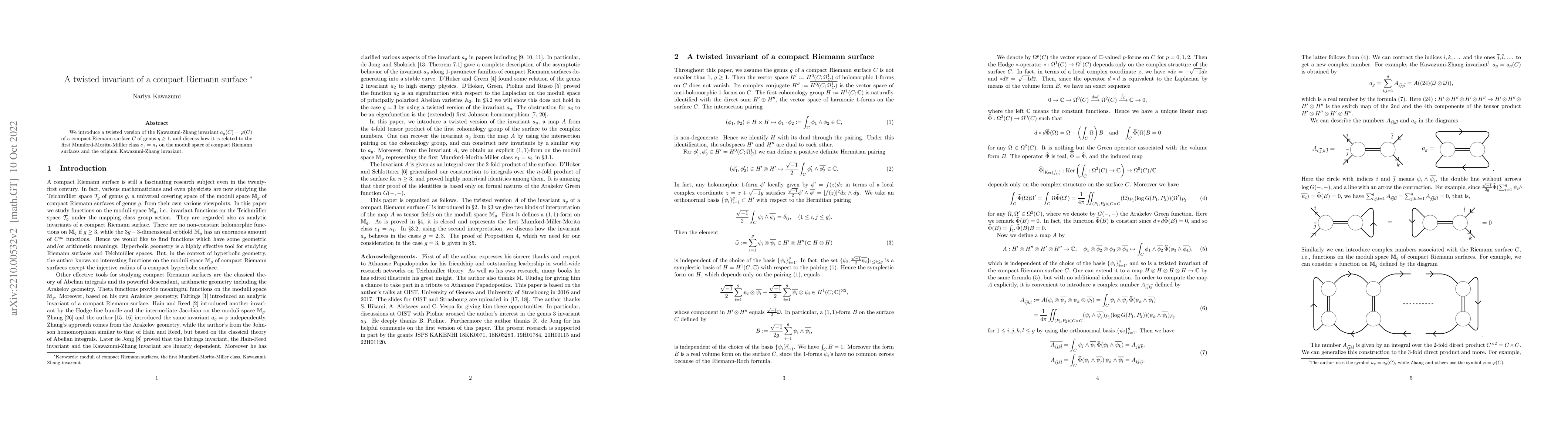 Thumbnail for A twisted invariant of a compact Riemann surface