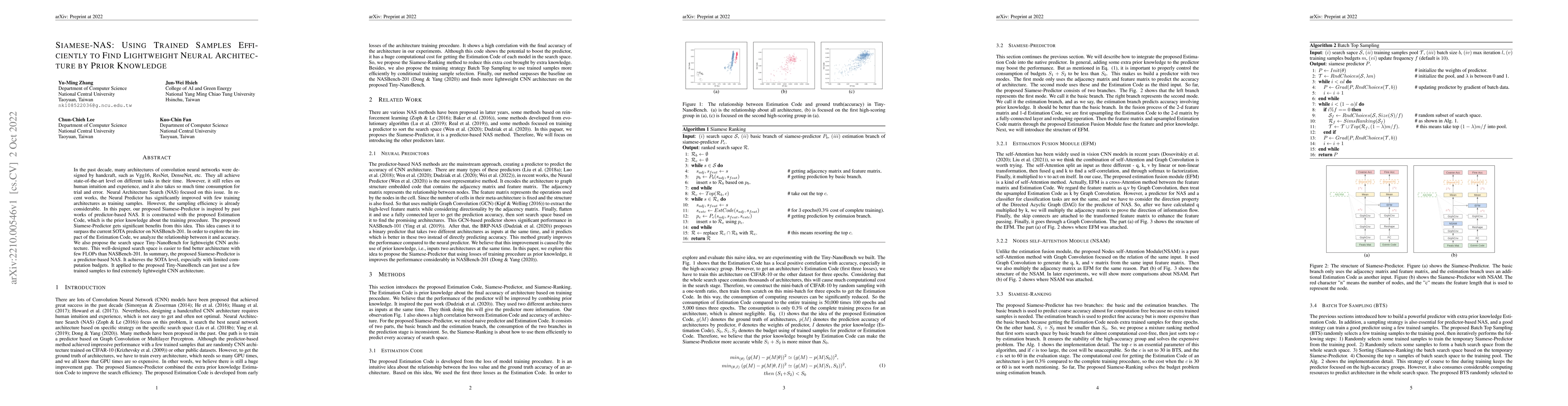 Thumbnail for Siamese-NAS: Using Trained Samples Efficiently to Find Lightweight
  Neural Architecture by Prior Knowledge