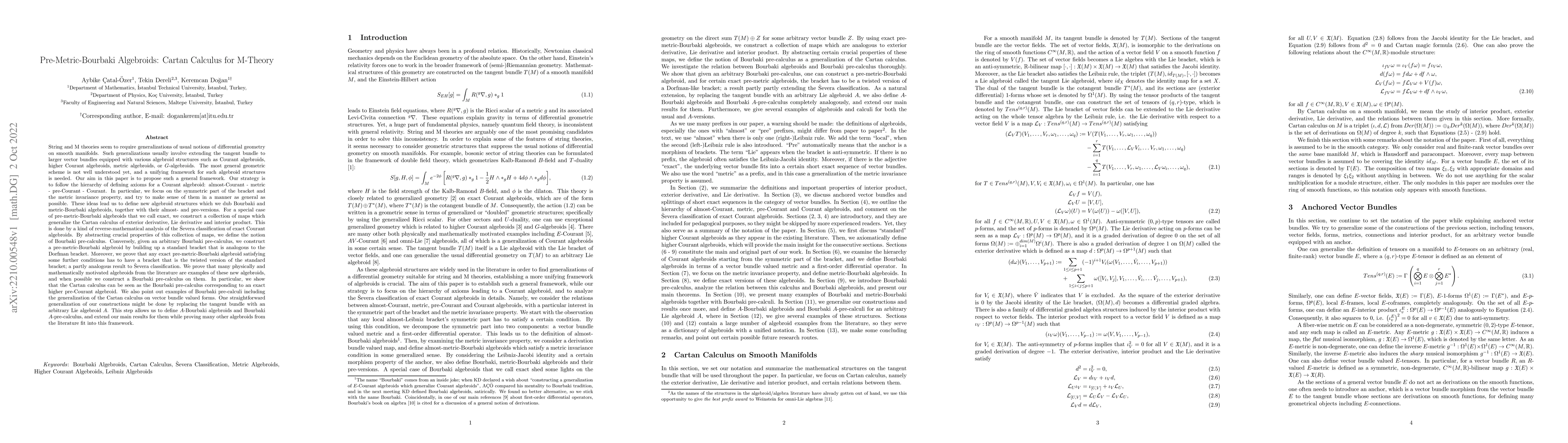 Thumbnail for Pre-Metric-Bourbaki Algebroids: Cartan Calculus for M-Theory
