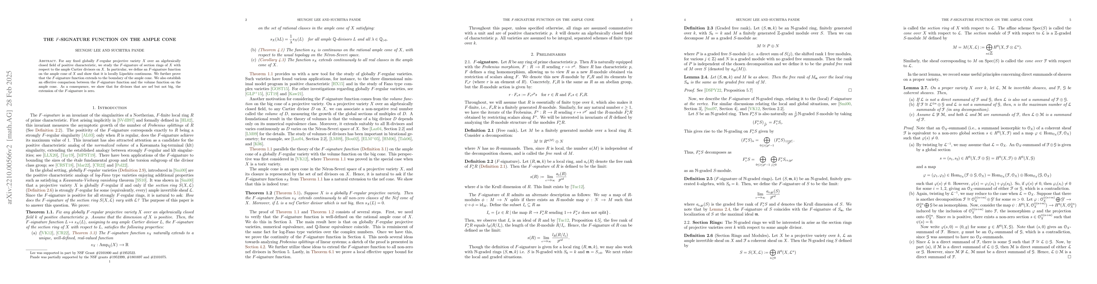Thumbnail for The F-signature Function on the Ample Cone