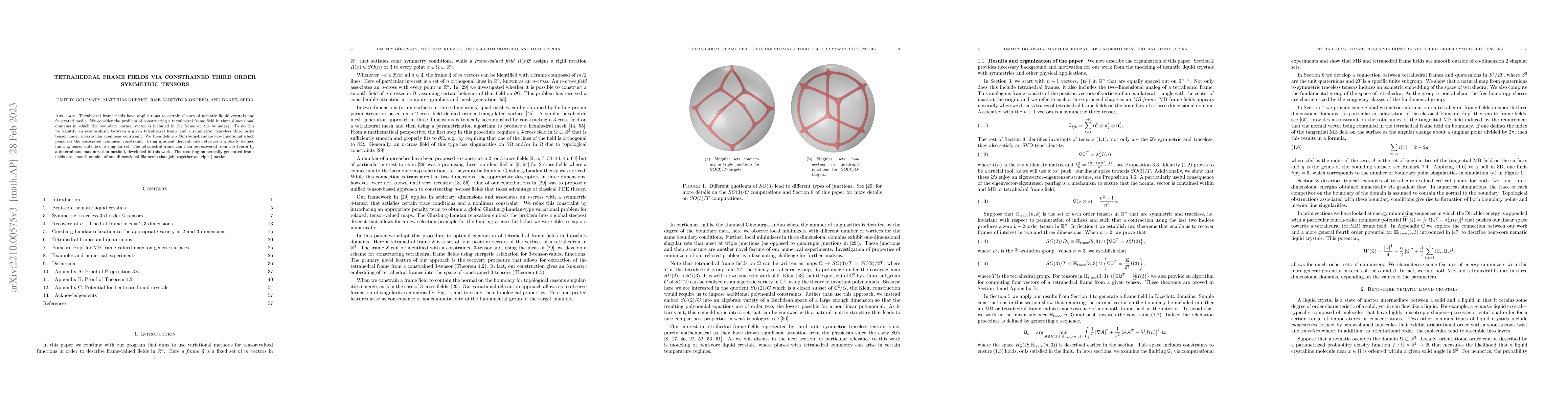 Thumbnail for Tetrahedral frame fields via constrained third order symmetric tensors
