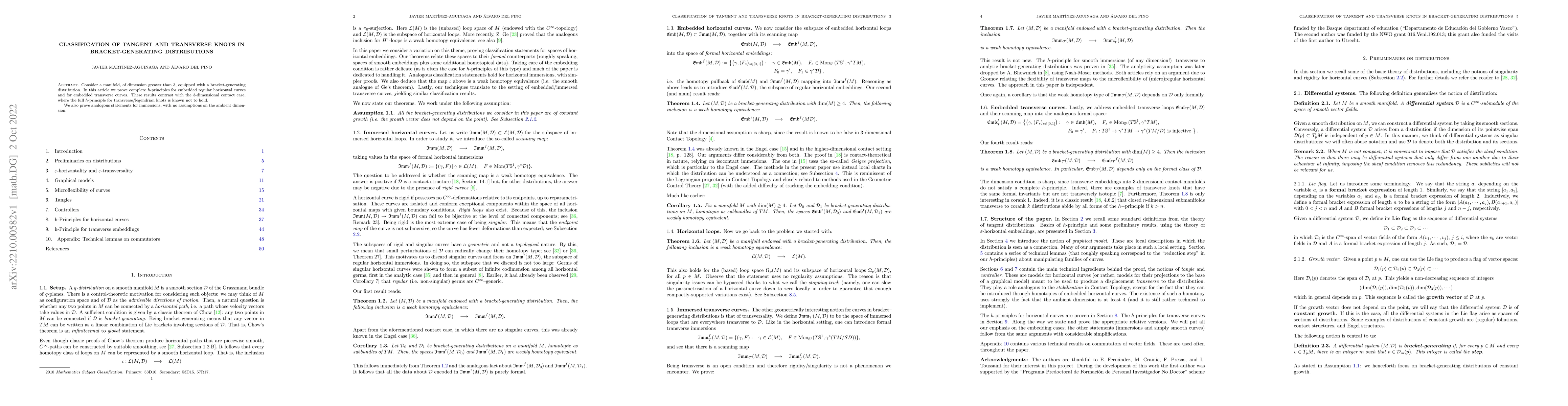 Thumbnail for Classification of tangent and transverse knots in bracket-generating
  distributions