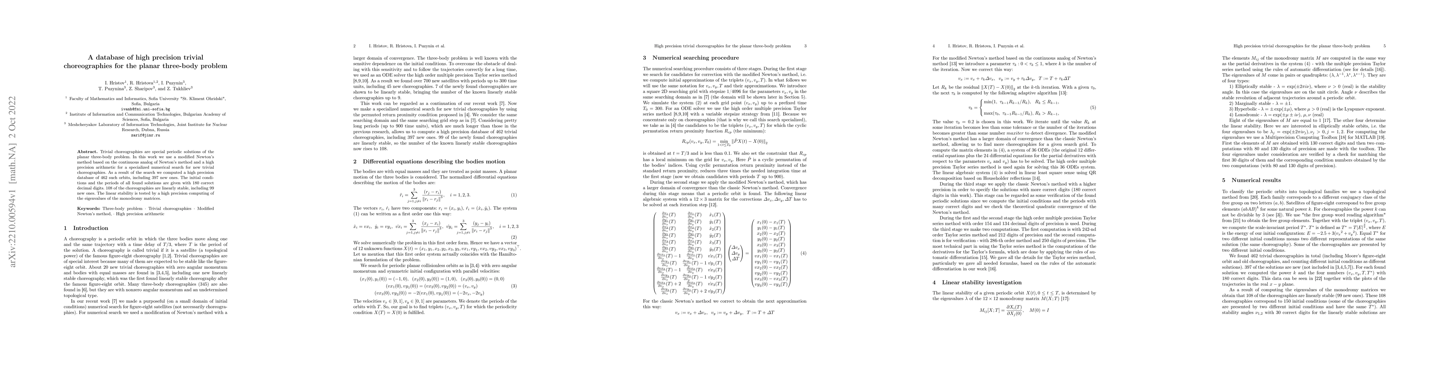 Thumbnail for A database of high precision trivial choreographies for the planar
  three-body problem