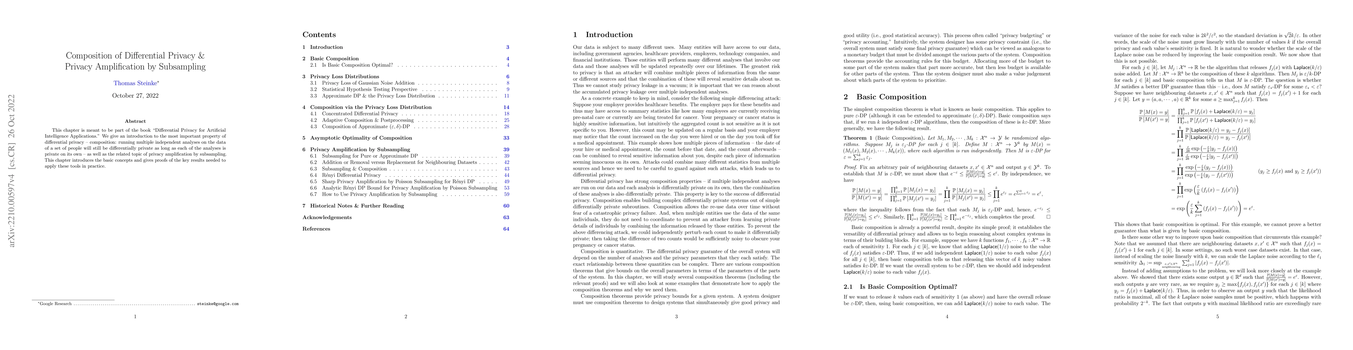 Thumbnail for Composition of Differential Privacy & Privacy Amplification by
  Subsampling