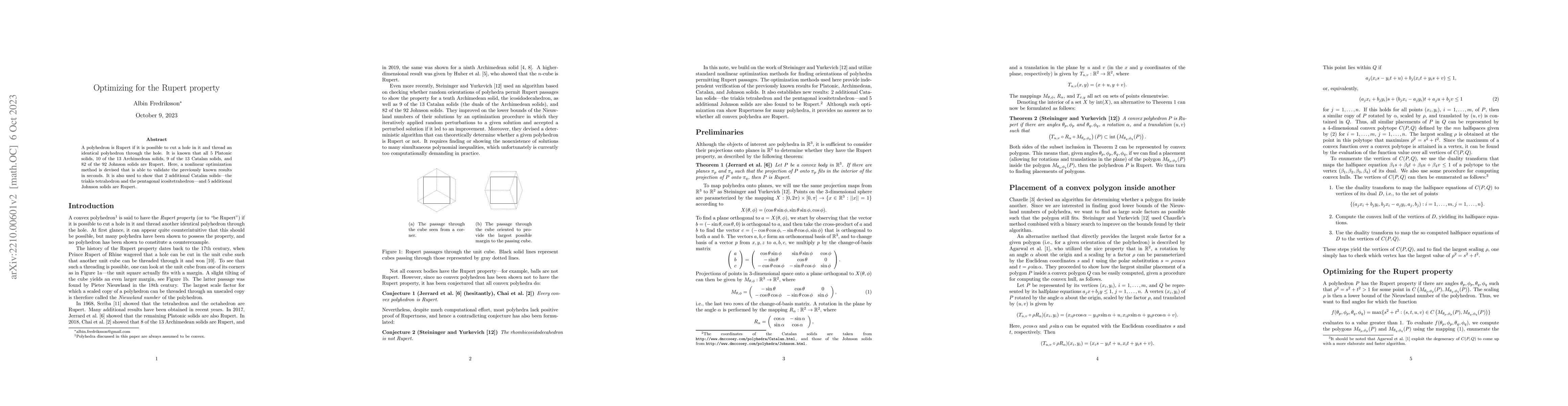 Thumbnail for Optimizing for the Rupert property