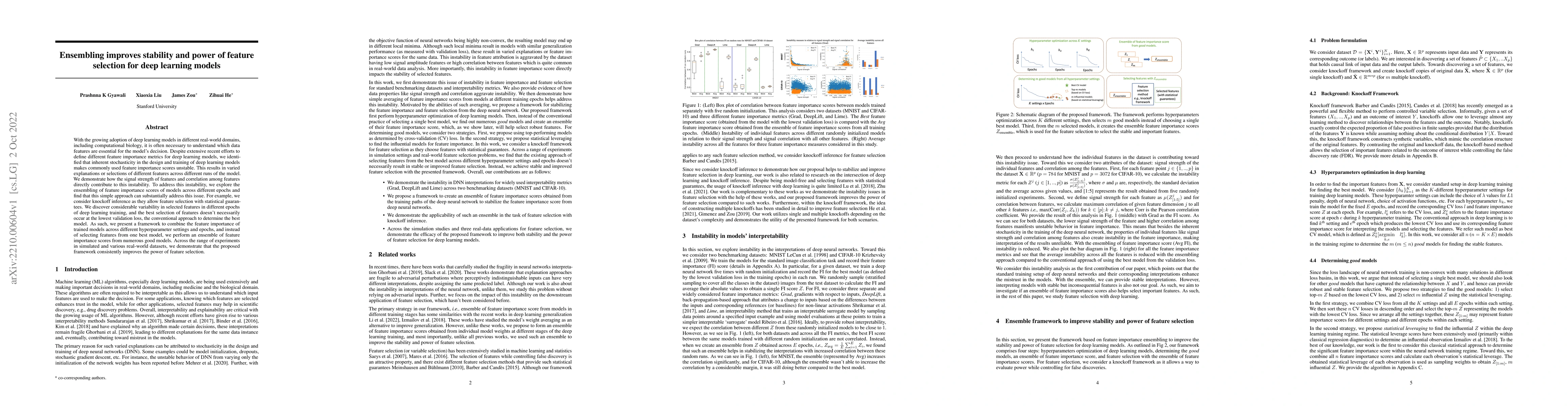 Thumbnail for Ensembling improves stability and power of feature selection for deep
  learning models