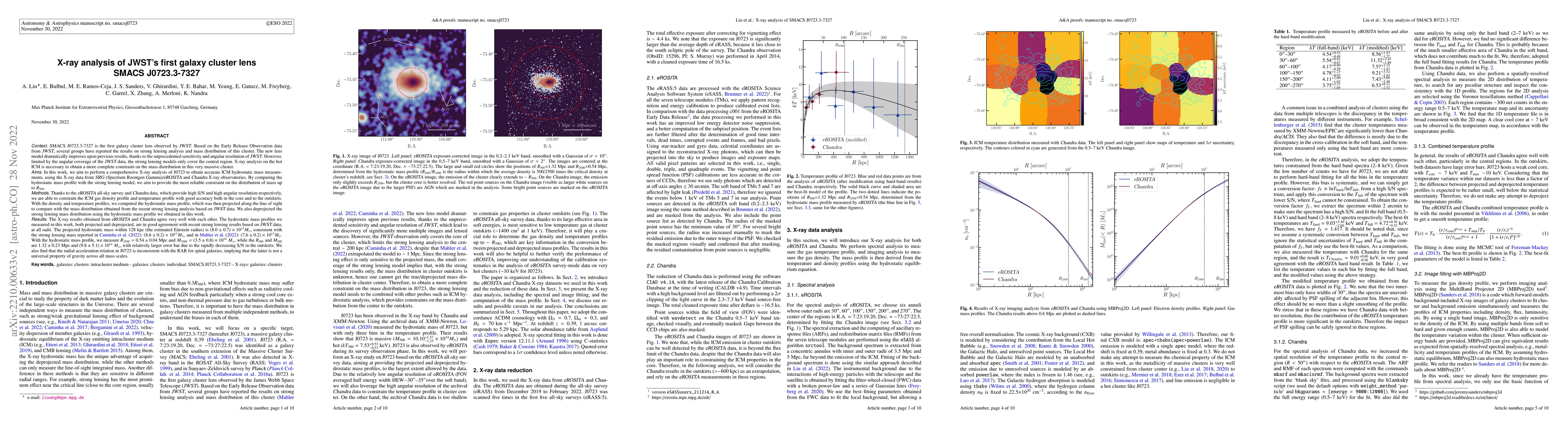 Thumbnail for X-ray analysis of JWST's first galaxy cluster lens SMACS J0723.3-7327